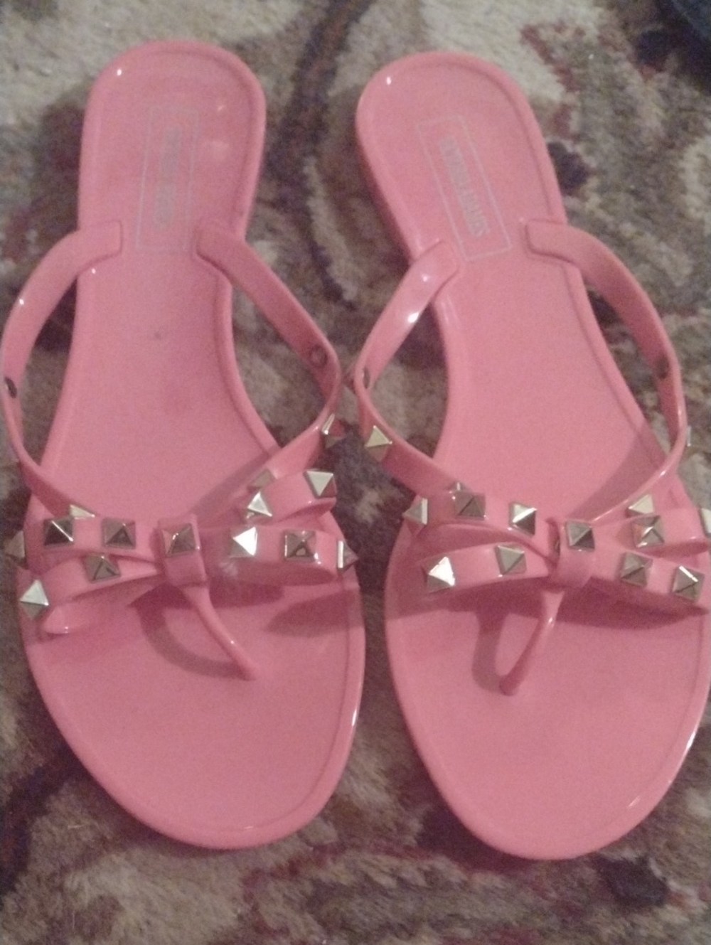 3 Pairs Of Jelly Studded/ Bow Flat Sandals $30 - Picture 3 of 5
